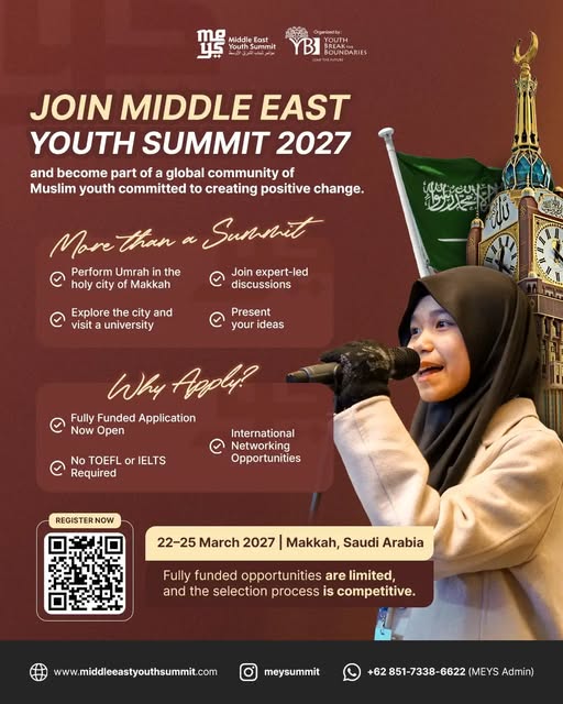 Middle East Youth Summit (MEYS) 2027 in Makkah (Fully Funded Track Available)