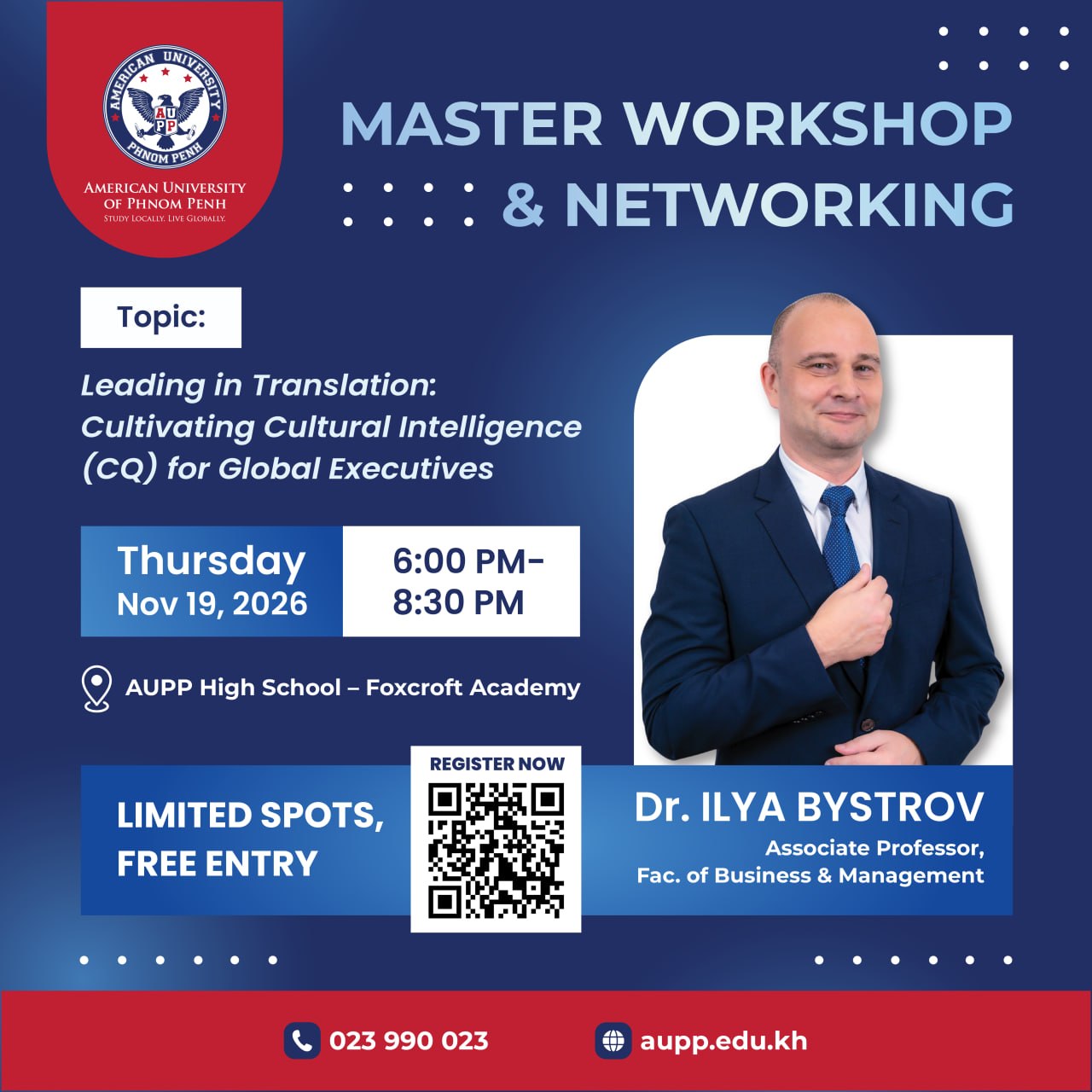 Master Workshop & Networking: Cultivating Cultural Intelligence (CQ) β AUPP