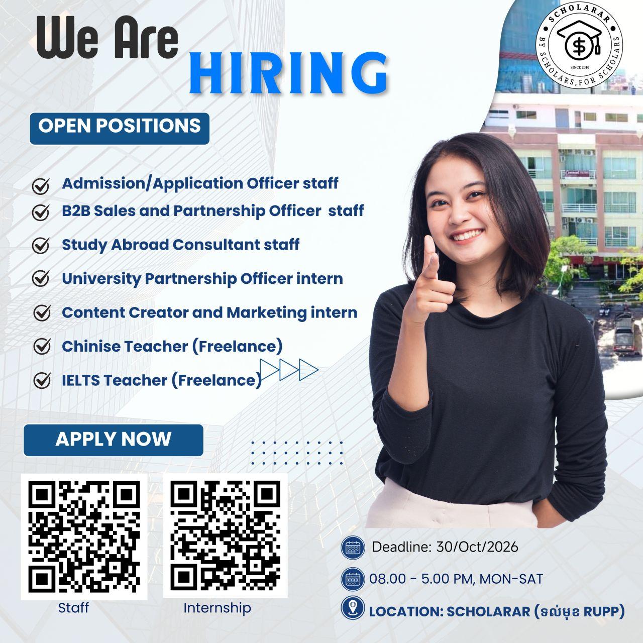 Career Openings & Internships — Scholarar Cambodia (Multiple Positions)