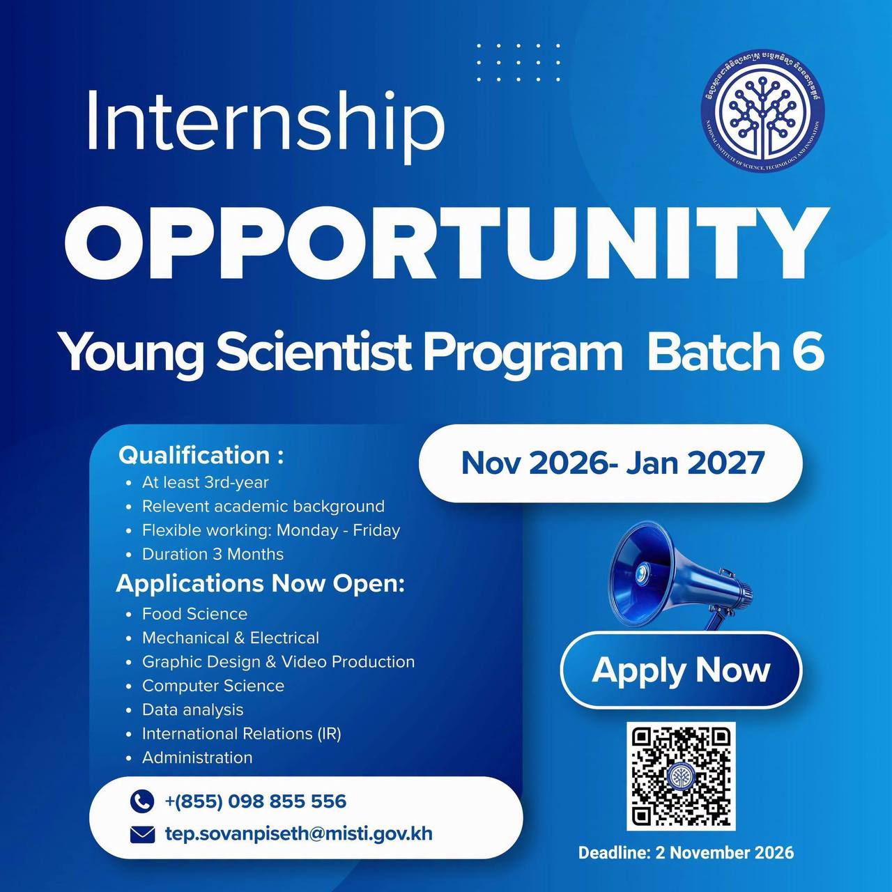 Young Scientists Program (YSP) Batch 6 — NISTI / MISTI (7 STEM Positions)