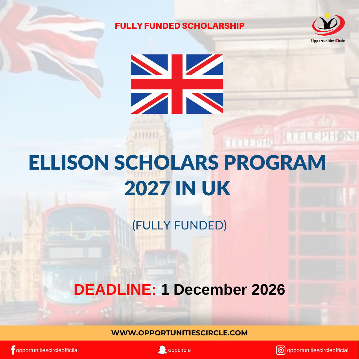 Ellison Scholars Program 2027 at University of Oxford (UK — Fully Funded)